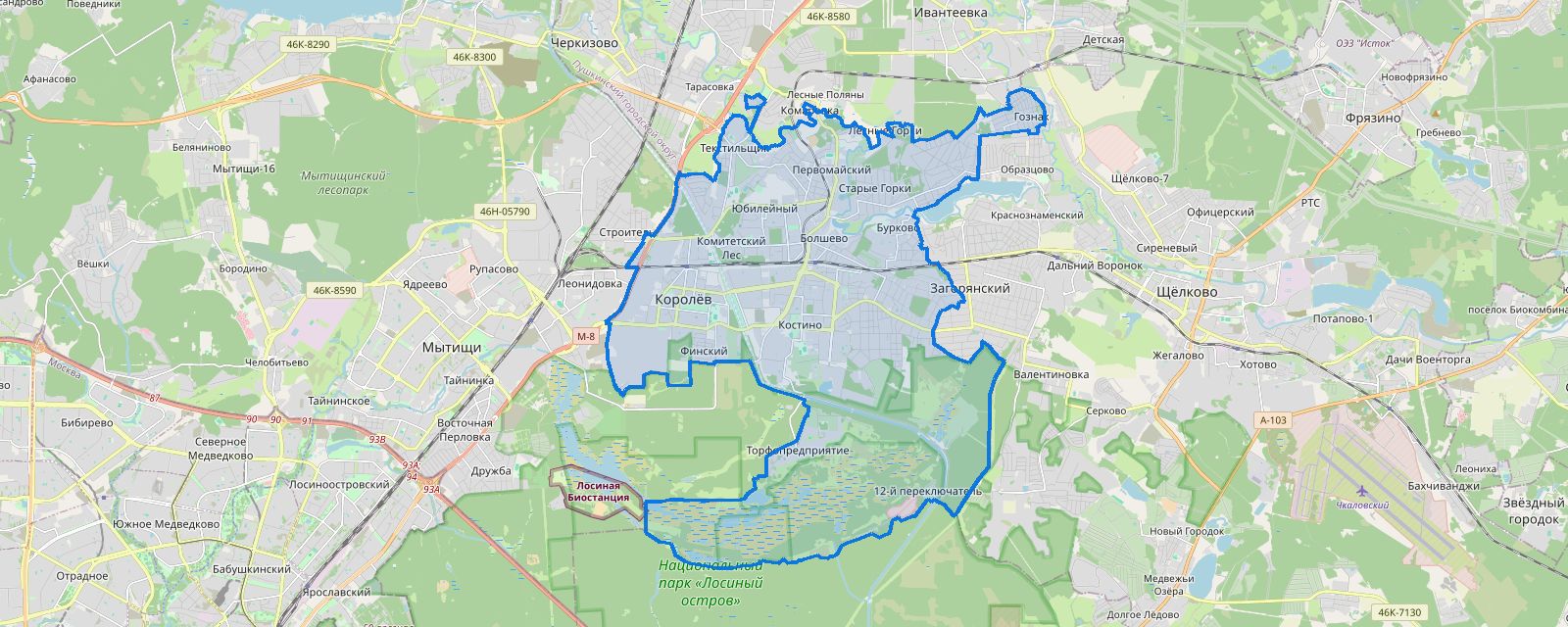 Карта: выезд мастера в Королёве